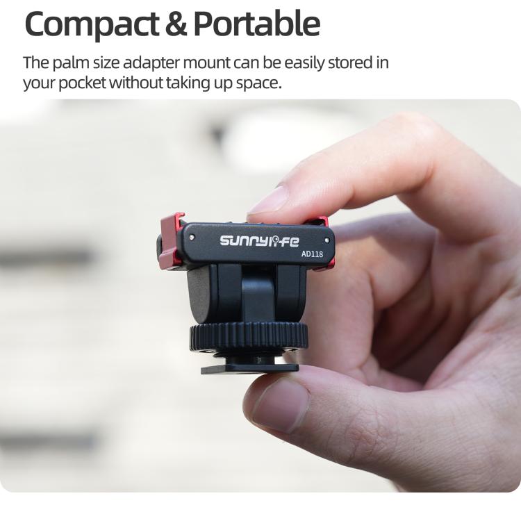 Sunnylife AD118 Adaptador magnético de liberación rápida para zapata fría Sunnylife, soporte de 1/4", adaptador de palo selfie ajustable con inclinación de 180° para DJI Osmo 360 / Action 5 Pro / 4 / 3, AD118 For DJI Osmo 360 / Action 5 Pro