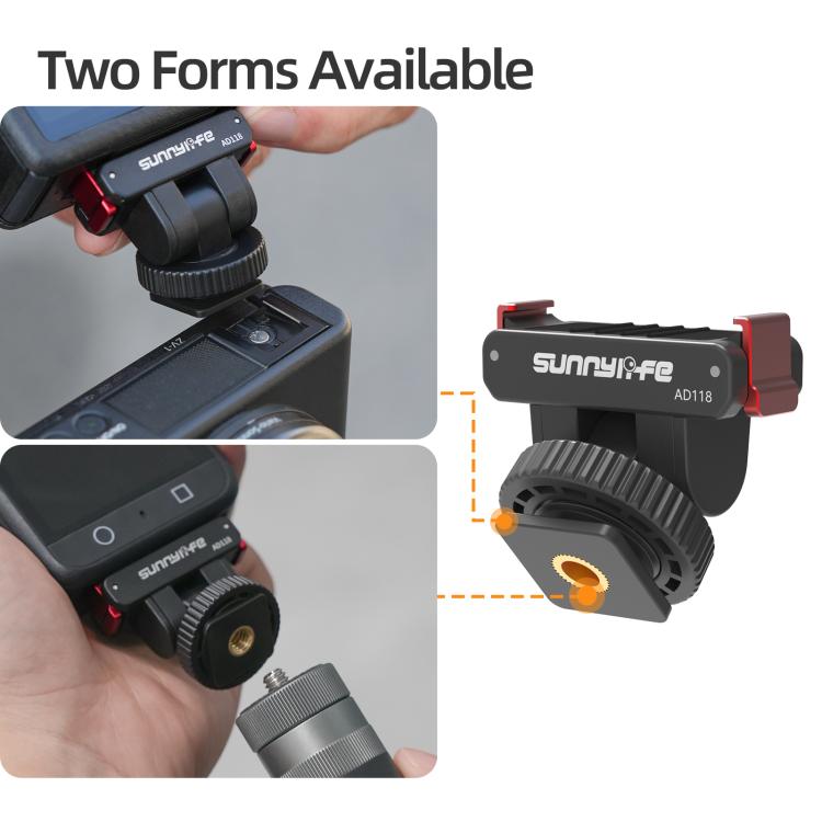 Sunnylife AD118 Adaptador magnético de liberación rápida para zapata fría Sunnylife, soporte de 1/4", adaptador de palo selfie ajustable con inclinación de 180° para DJI Osmo 360 / Action 5 Pro / 4 / 3, AD118 For DJI Osmo 360 / Action 5 Pro