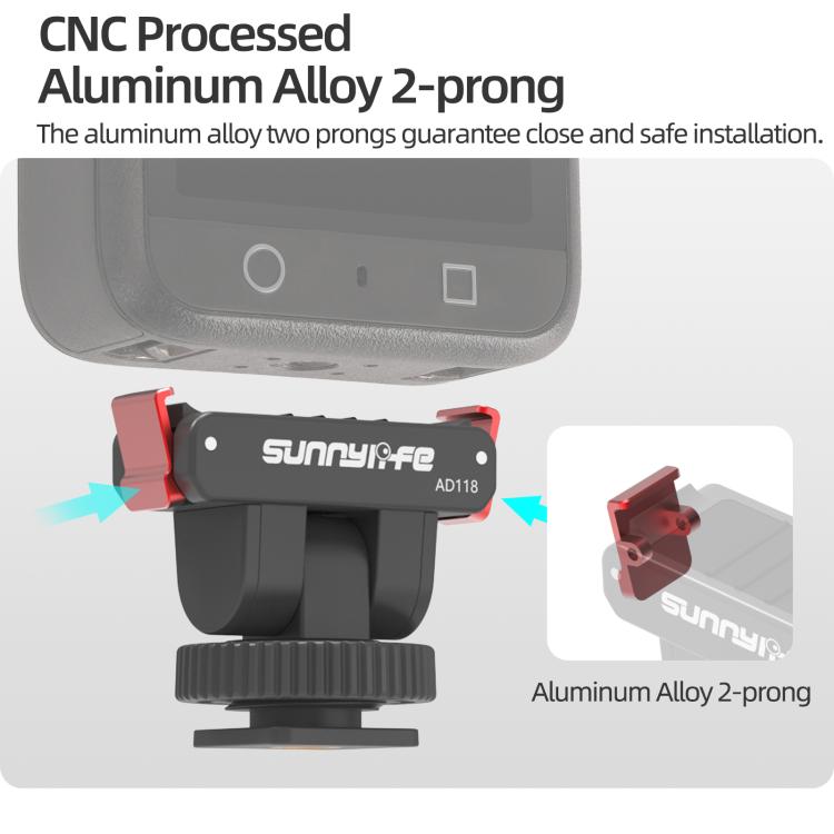 Sunnylife AD118 Adaptador magnético de liberación rápida para zapata fría Sunnylife, soporte de 1/4", adaptador de palo selfie ajustable con inclinación de 180° para DJI Osmo 360 / Action 5 Pro / 4 / 3, AD118 For DJI Osmo 360 / Action 5 Pro