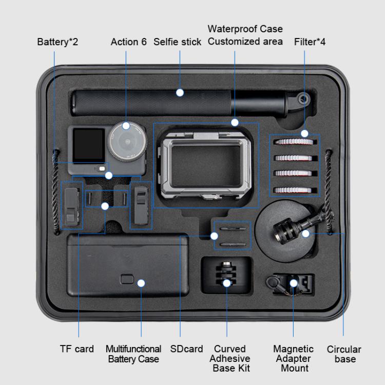 Maleta de almacenamiento impermeable de doble capa de EVA y ABS para DJI Osmo Action 6 STARTRC, For DJI Osmo Action 6