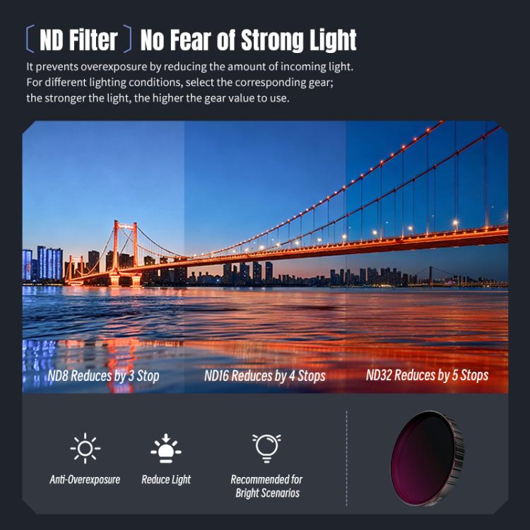 Filtro para lente de cámara DJI Osmo Action 6 STARTRC 4 en 1 CPL ND8 ND16 ND32, For DJI Osmo Action 6
