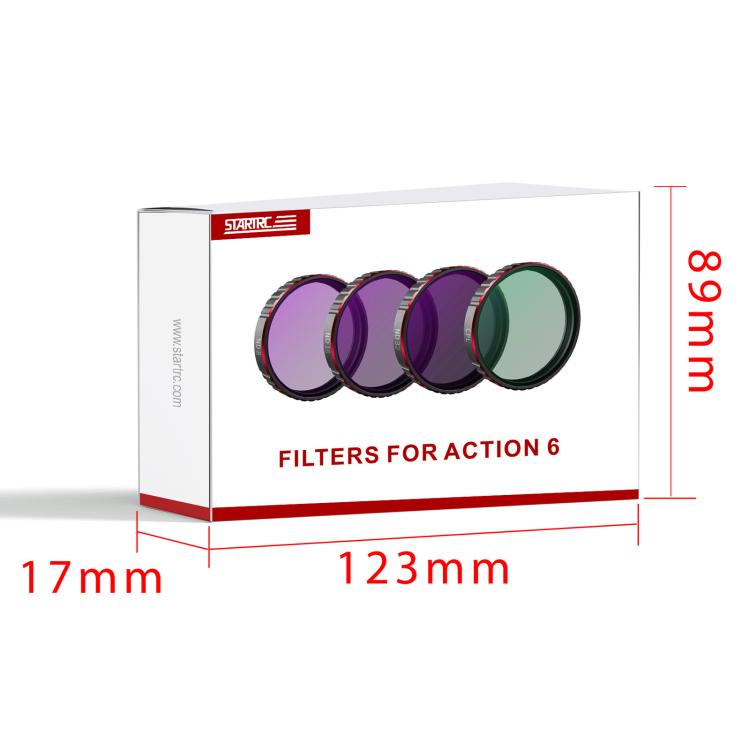 Filtro para lente de cámara DJI Osmo Action 6 STARTRC 4 en 1 CPL ND8 ND16 ND32, For DJI Osmo Action 6