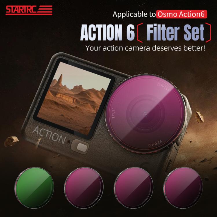 Filtro para lente de cámara DJI Osmo Action 6 STARTRC 4 en 1 CPL ND8 ND16 ND32, For DJI Osmo Action 6