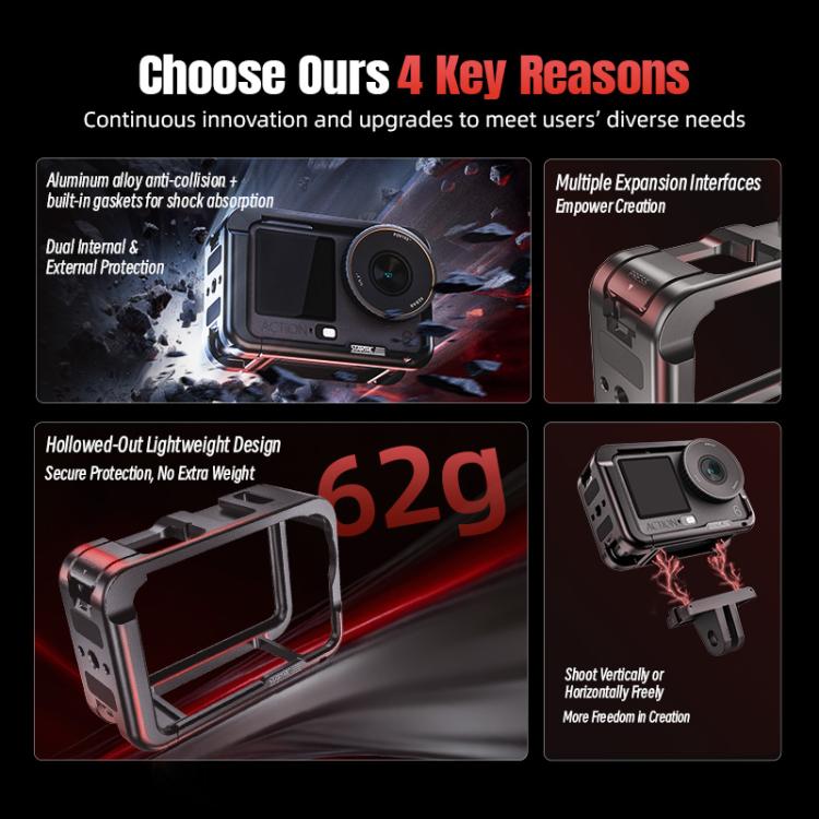 Estructura metálica STARTRC con zapata fría para DJI Osmo Action 6, For DJI Osmo Action 6 Metal Cage