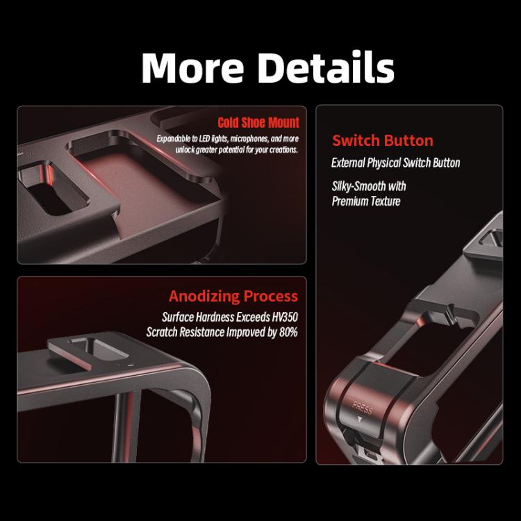 Estructura metálica STARTRC con zapata fría para DJI Osmo Action 6, For DJI Osmo Action 6 Metal Cage