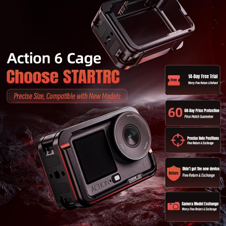 Estructura metálica STARTRC con zapata fría para DJI Osmo Action 6, For DJI Osmo Action 6 Metal Cage