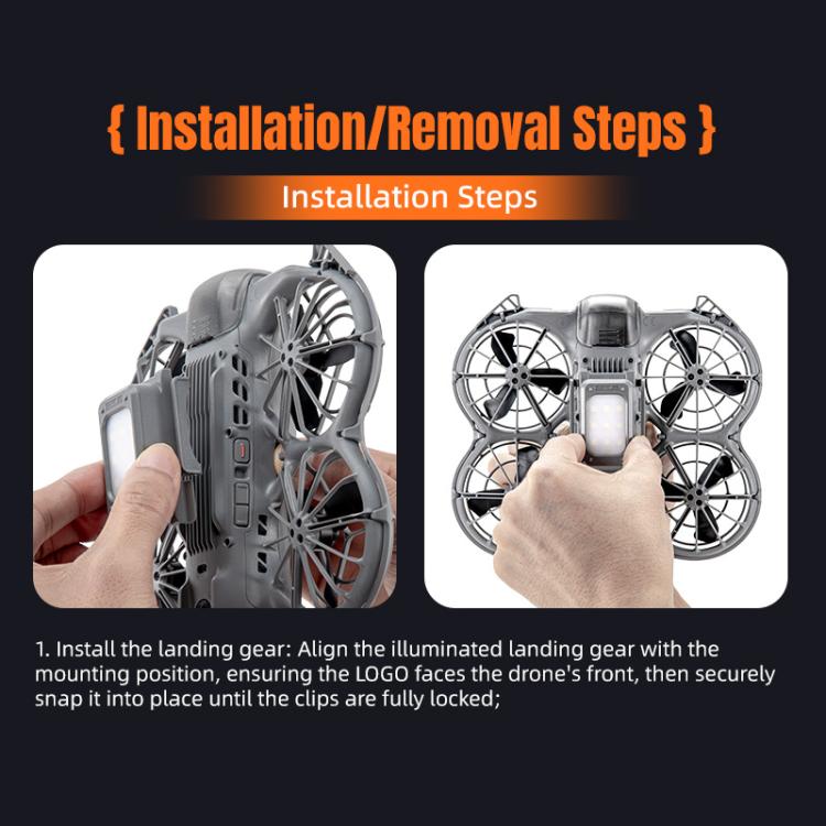 Para DJI Neo 2 STARTRC, tren de aterrizaje elevado con luces LED y soporte de entrenamiento, For DJI Neo 2