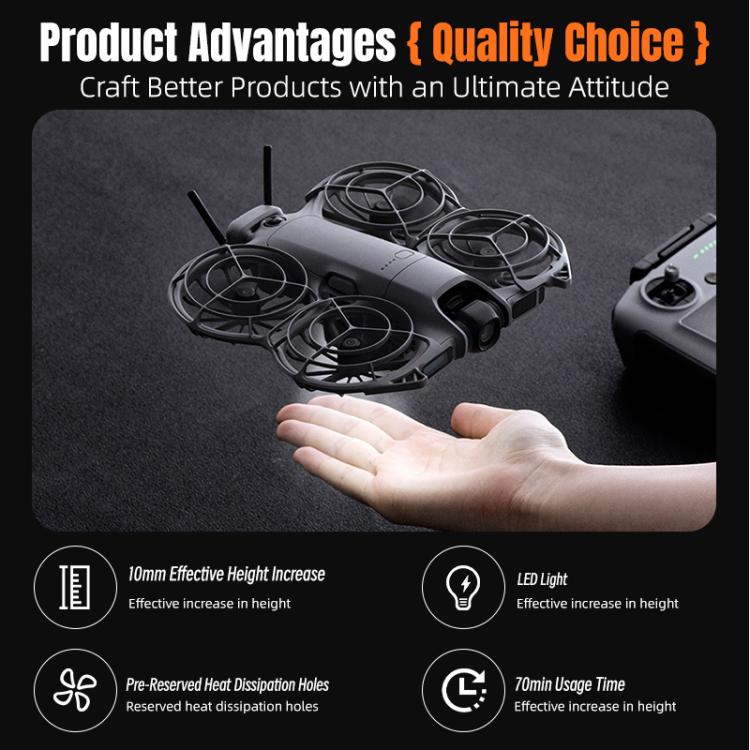 Para DJI Neo 2 STARTRC, tren de aterrizaje elevado con luces LED y soporte de entrenamiento, For DJI Neo 2
