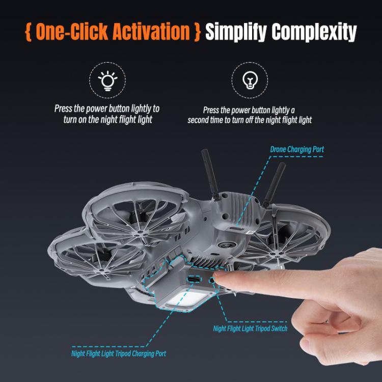 Para DJI Neo 2 STARTRC, tren de aterrizaje elevado con luces LED y soporte de entrenamiento, For DJI Neo 2