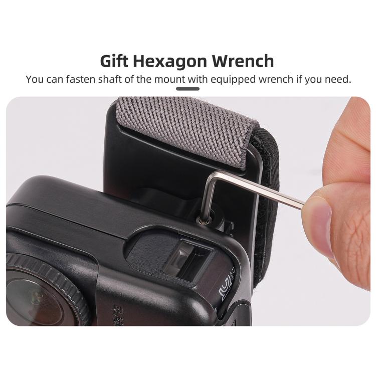 Correa para la cabeza Sunnylife con rotación vertical-horizontal de 360° para DJI Osmo Nano, con adaptador, cordón ajustable para la cabeza y cuerda trenzada de seguridad.