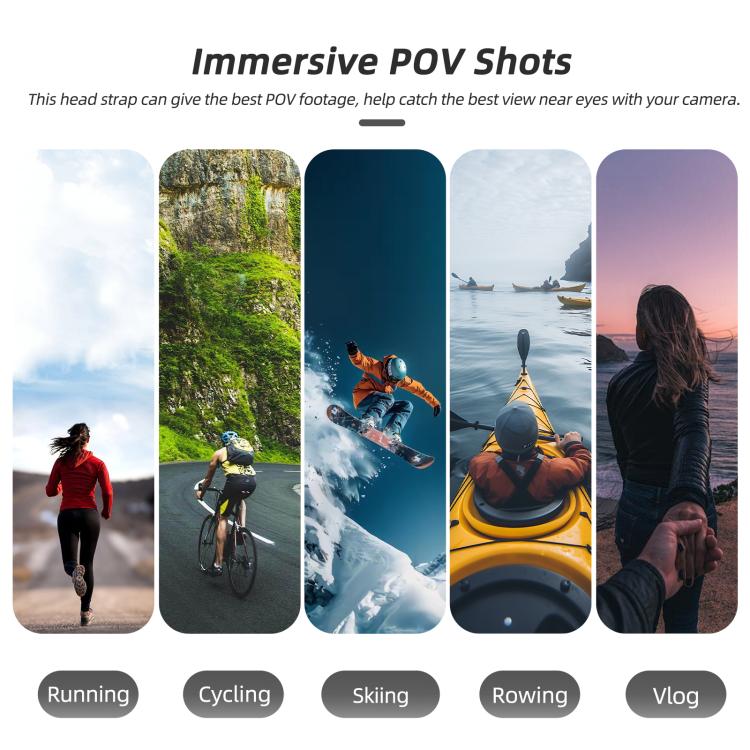 Correa para la cabeza Sunnylife con rotación vertical-horizontal de 360° para DJI Osmo Nano, con adaptador, cordón ajustable para la cabeza y cuerda trenzada de seguridad.
