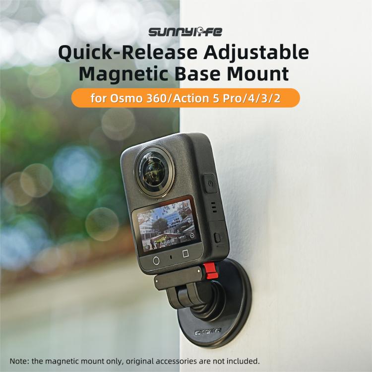 Soporte de base magnética de liberación rápida Sunnylife de 1/4" con inclinación ajustable de 180° para mesa, compatible con DJI Osmo 360 / Action 5 Pro / 4 / 3 / 2, DZ-140 For DJI Osmo 360 / Action 5 Pro