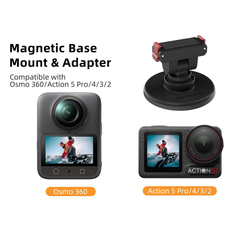 Soporte de base magnética de liberación rápida Sunnylife de 1/4" con inclinación ajustable de 180° para mesa, compatible con DJI Osmo 360 / Action 5 Pro / 4 / 3 / 2, DZ-140 For DJI Osmo 360 / Action 5 Pro