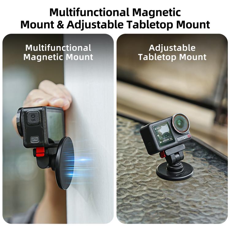 Soporte de base magnética de liberación rápida Sunnylife de 1/4" con inclinación ajustable de 180° para mesa, compatible con DJI Osmo 360 / Action 5 Pro / 4 / 3 / 2, DZ-140 For DJI Osmo 360 / Action 5 Pro