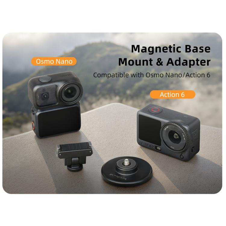 Soporte de base magnética bidireccional de liberación rápida Sunnylife de 1/4" con inclinación ajustable de 180° para mesa, compatible con DJI Osmo Nano / Action 6., DZ-141 For DJI Osmo Nano / Action 6