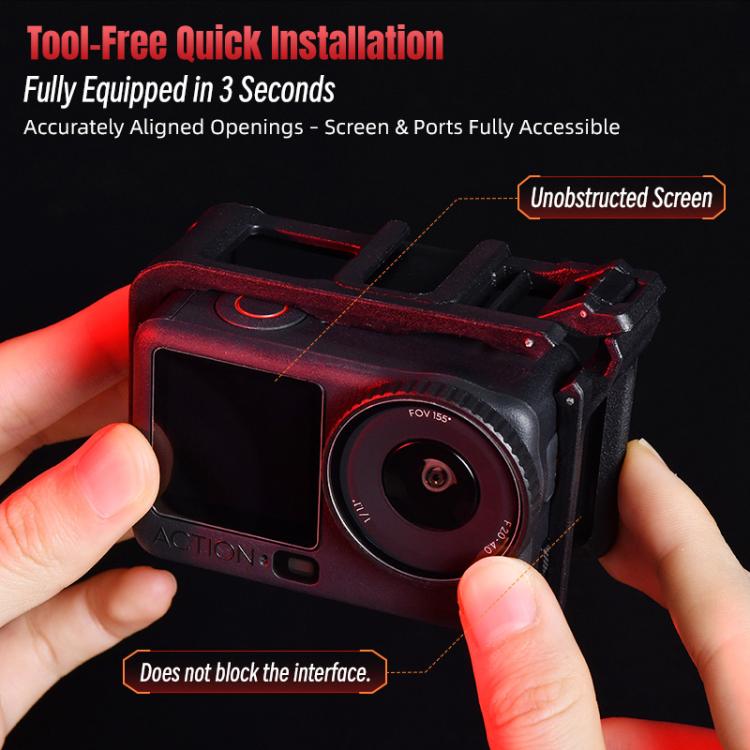 Adaptador de expansión vertical-horizontal STARTRC de plástico para DJI Osmo Action 6 con zapata fría, For DJI Osmo Action 6 Plastic Cage