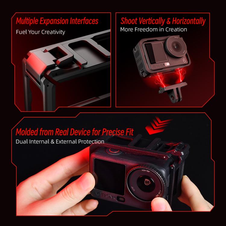 Adaptador de expansión vertical-horizontal STARTRC de plástico para DJI Osmo Action 6 con zapata fría, For DJI Osmo Action 6 Plastic Cage