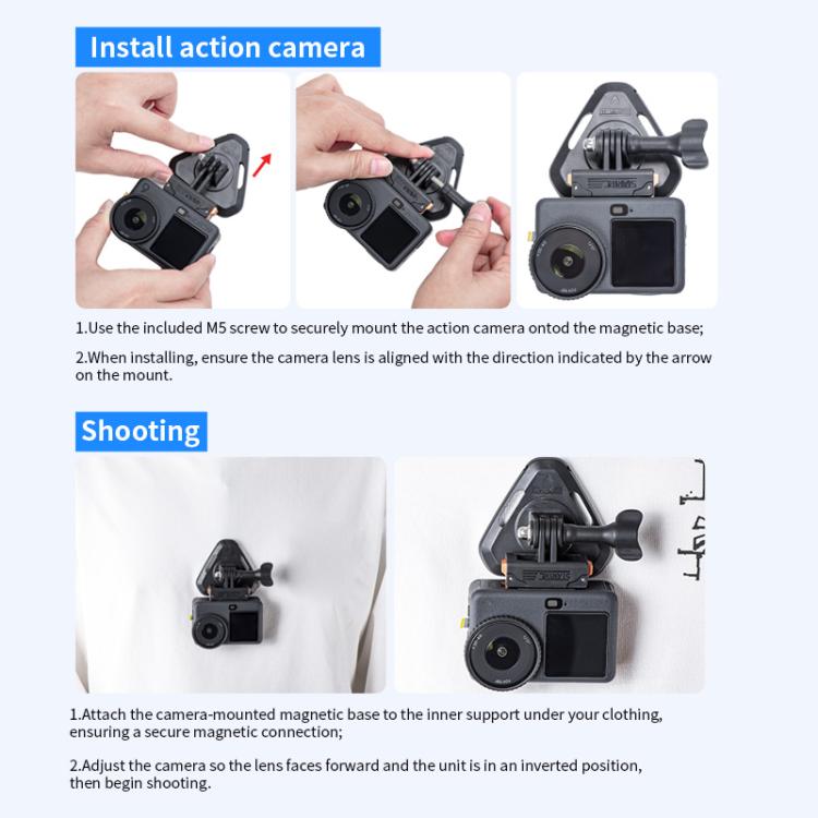 Soporte magnético para cuello STARTRC para cámara de acción, ideal para vlogs y vídeos POV.