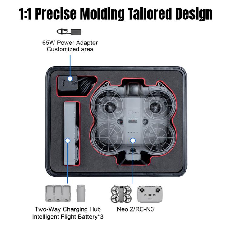 Maleta de almacenamiento portátil mini impermeable a prueba de explosiones de PP para DJI Neo 2 STARTRC, For DJI Neo 2 Mini Box
