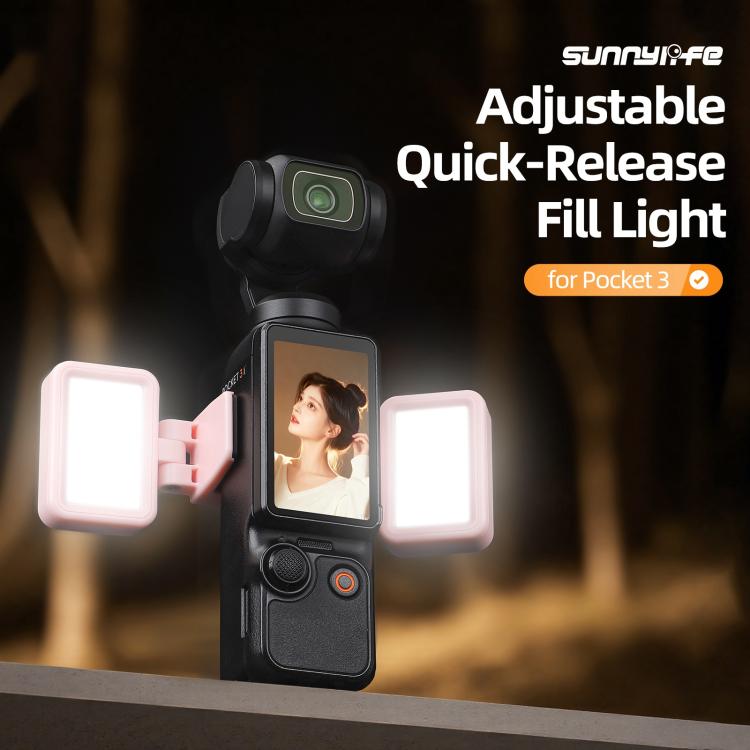 Luz de vídeo LED ajustable Sunnylife de liberación rápida para DJI Osmo Pocket 3, luz de relleno portátil regulable tricolor.