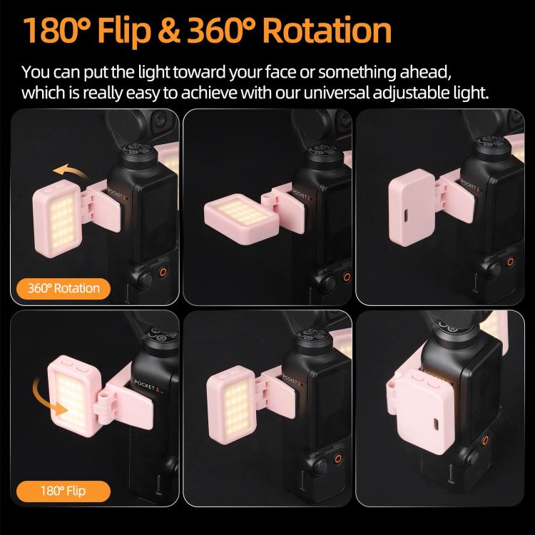 Luz de vídeo LED ajustable Sunnylife de liberación rápida para DJI Osmo Pocket 3, luz de relleno portátil regulable tricolor.