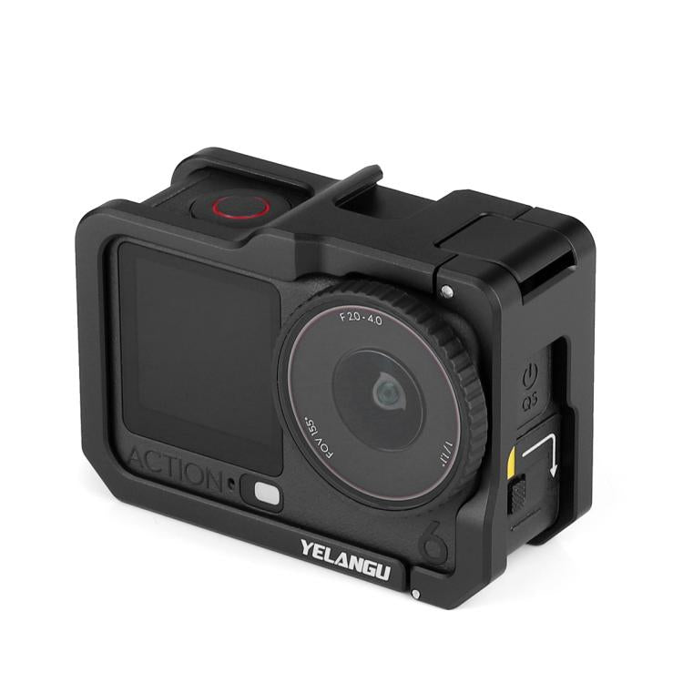 Jaula metálica para cámara DJI Osmo Action 6 YELANGU con zapata fría, For DJI Osmo Action 6 Cage