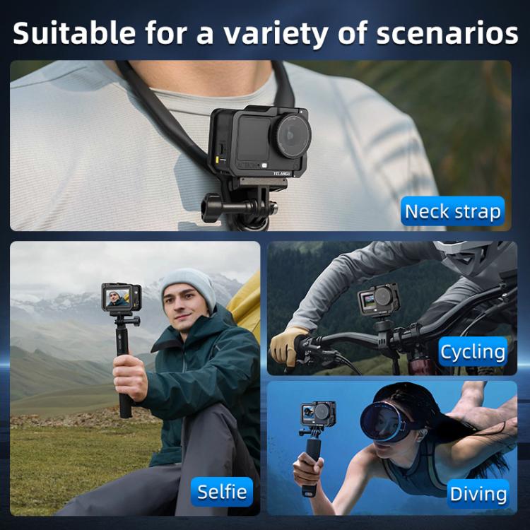 Jaula metálica para cámara DJI Osmo Action 6 YELANGU con zapata fría, For DJI Osmo Action 6 Cage