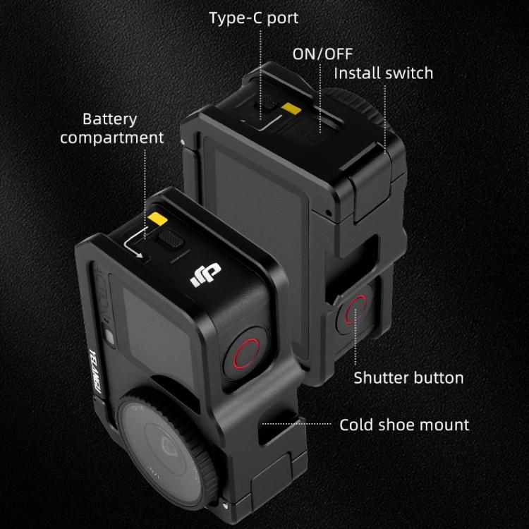Jaula metálica para cámara DJI Osmo Action 6 YELANGU con zapata fría, For DJI Osmo Action 6 Cage
