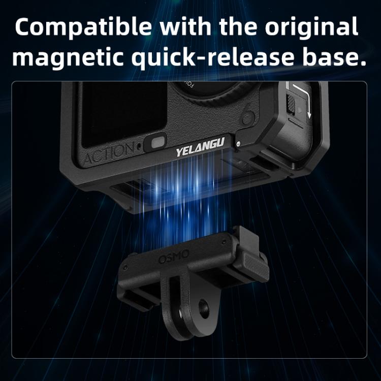 Jaula metálica para cámara DJI Osmo Action 6 YELANGU con zapata fría, For DJI Osmo Action 6 Cage