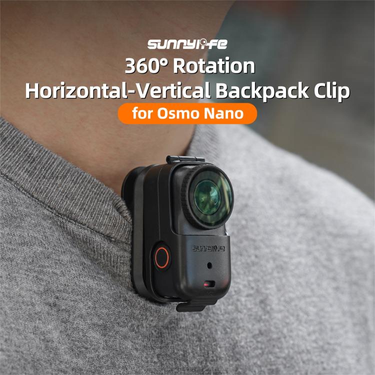 Clip de mochila Sunnylife para DJI Osmo Nano, abrazadera para cámara de acción con rotación de 360 grados, montaje vertical-horizontal., ON-J062 Backpack Clip