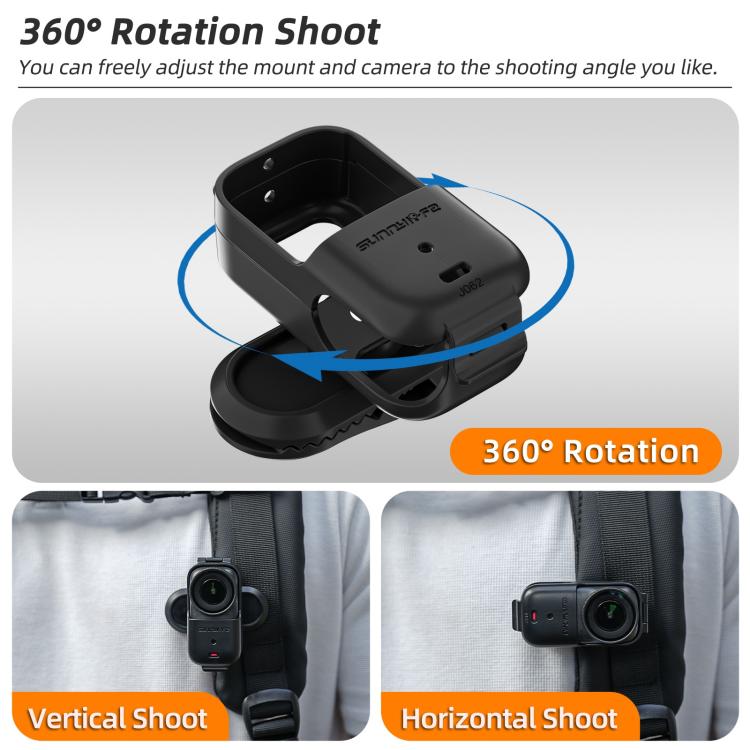 Clip de mochila Sunnylife para DJI Osmo Nano, abrazadera para cámara de acción con rotación de 360 grados, montaje vertical-horizontal., ON-J062 Backpack Clip