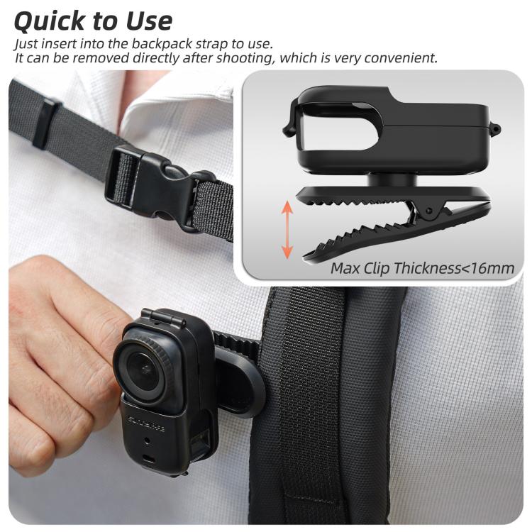 Clip de mochila Sunnylife para DJI Osmo Nano, abrazadera para cámara de acción con rotación de 360 grados, montaje vertical-horizontal., ON-J062 Backpack Clip