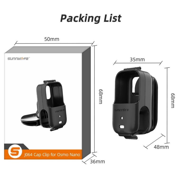 Soporte de clip para gorra de béisbol Sunnylife para DJI Osmo Nano, abrazadera para gorra de béisbol, soporte de liberación rápida para cámara POV Vlog, ON-J064 Cap Clamp