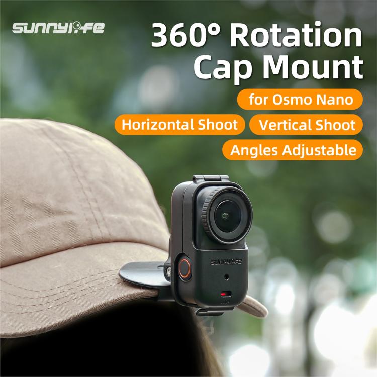 Soporte de clip para gorra de béisbol Sunnylife para DJI Osmo Nano, abrazadera para gorra de béisbol, soporte de liberación rápida para cámara POV Vlog, ON-J064 Cap Clamp