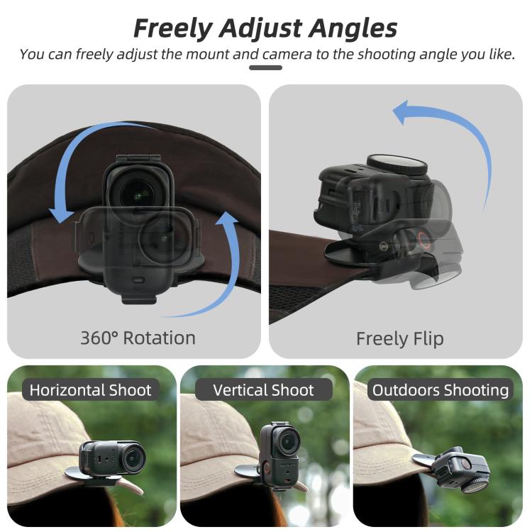 Soporte de clip para gorra de béisbol Sunnylife para DJI Osmo Nano, abrazadera para gorra de béisbol, soporte de liberación rápida para cámara POV Vlog, ON-J064 Cap Clamp