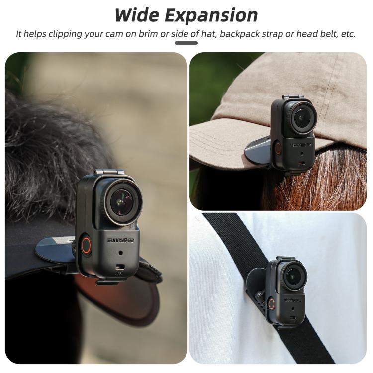 Soporte de clip para gorra de béisbol Sunnylife para DJI Osmo Nano, abrazadera para gorra de béisbol, soporte de liberación rápida para cámara POV Vlog, ON-J064 Cap Clamp