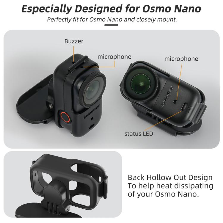 Soporte de clip para gorra de béisbol Sunnylife para DJI Osmo Nano, abrazadera para gorra de béisbol, soporte de liberación rápida para cámara POV Vlog, ON-J064 Cap Clamp