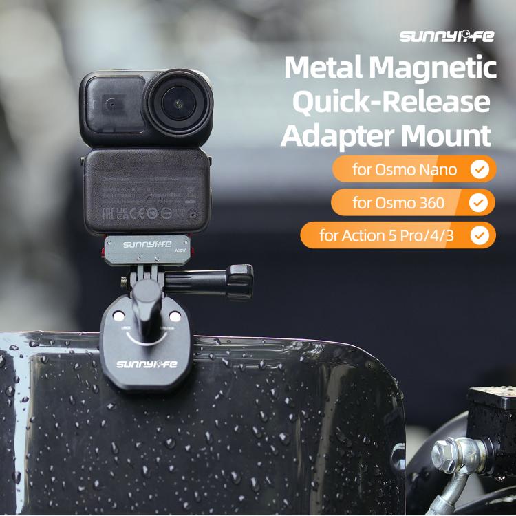 Adaptador magnético de liberación rápida de metal Sunnylife, soporte plegable para cámara, adaptador de 1/4 para DJI Osmo Nano / Osmo 360 / Action 5 Pro / 4 / 3, AD017 For DJI Osmo Nano / Osmo 360