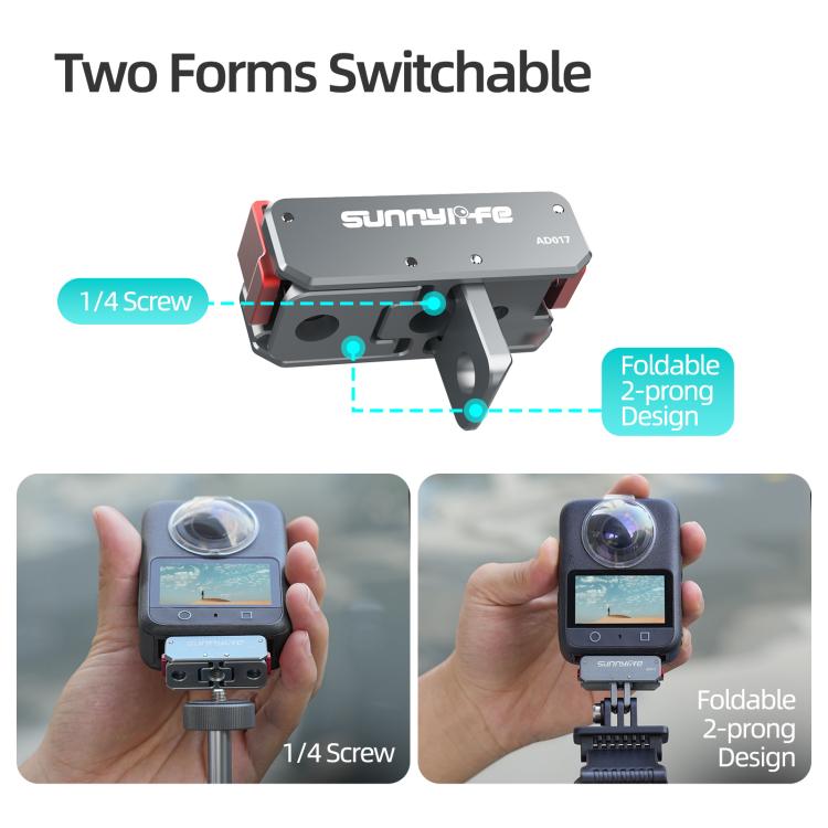 Adaptador magnético de liberación rápida de metal Sunnylife, soporte plegable para cámara, adaptador de 1/4 para DJI Osmo Nano / Osmo 360 / Action 5 Pro / 4 / 3, AD017 For DJI Osmo Nano / Osmo 360