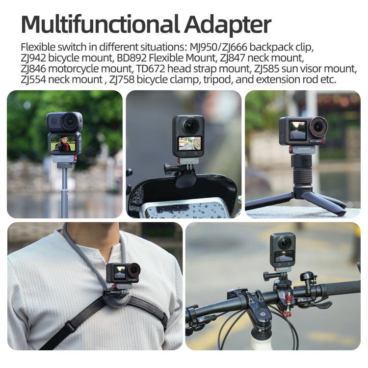 Adaptador magnético de liberación rápida de metal Sunnylife, soporte plegable para cámara, adaptador de 1/4 para DJI Osmo Nano / Osmo 360 / Action 5 Pro / 4 / 3, AD017 For DJI Osmo Nano / Osmo 360