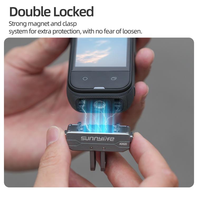 Adaptador magnético de liberación rápida de metal Sunnylife para cámara de acción, soporte plegable para cámara, adaptador de 1/4 para Insta360 X5 / Ace / Ace Pro 2 / 1, AD020 For Insta360 X5 / Ace / Ace Pro 2 / 1