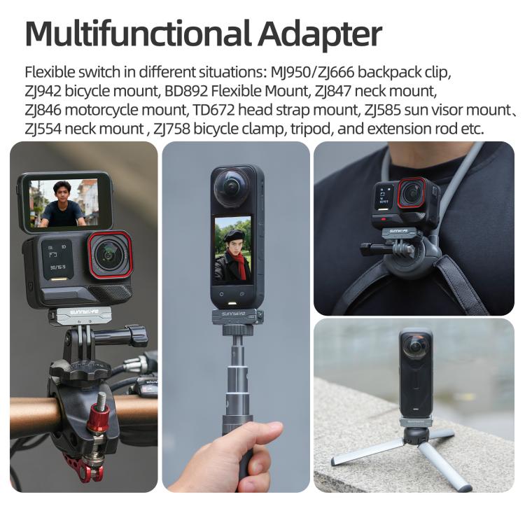 Adaptador magnético de liberación rápida de metal Sunnylife para cámara de acción, soporte plegable para cámara, adaptador de 1/4 para Insta360 X5 / Ace / Ace Pro 2 / 1, AD020 For Insta360 X5 / Ace / Ace Pro 2 / 1