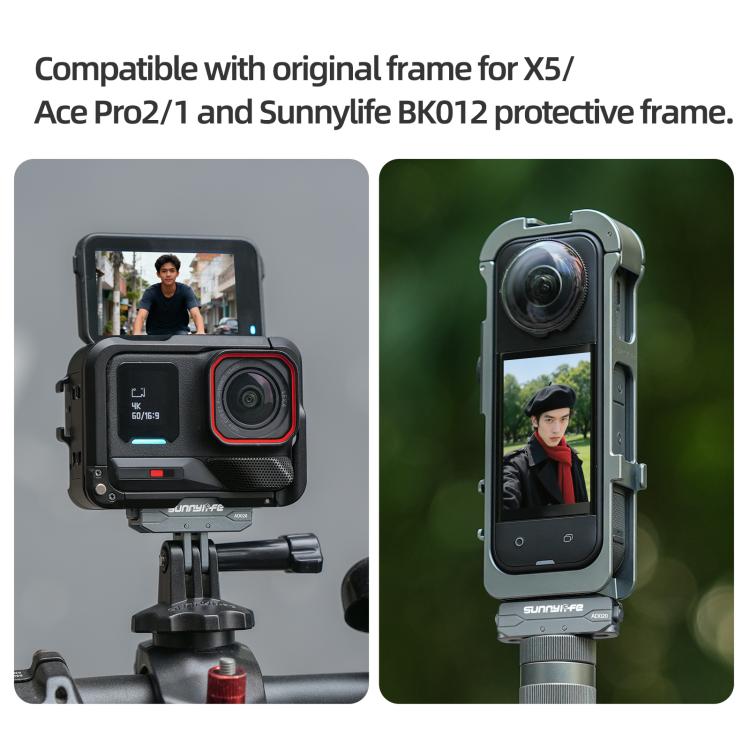 Adaptador magnético de liberación rápida de metal Sunnylife para cámara de acción, soporte plegable para cámara, adaptador de 1/4 para Insta360 X5 / Ace / Ace Pro 2 / 1, AD020 For Insta360 X5 / Ace / Ace Pro 2 / 1