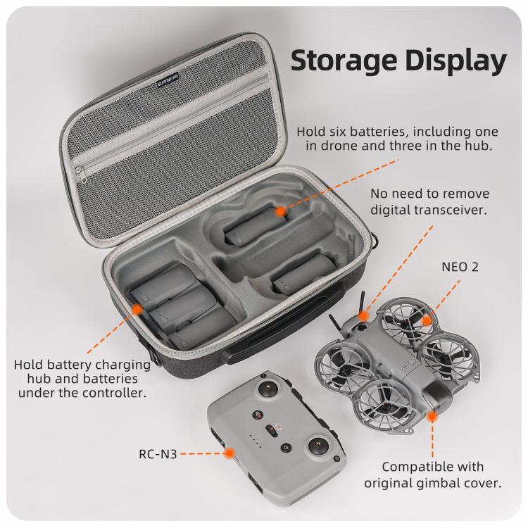 Bolsa de transporte portátil Sunnylife Fly More Combo para DJI Neo 2, Fly More Combo Bag