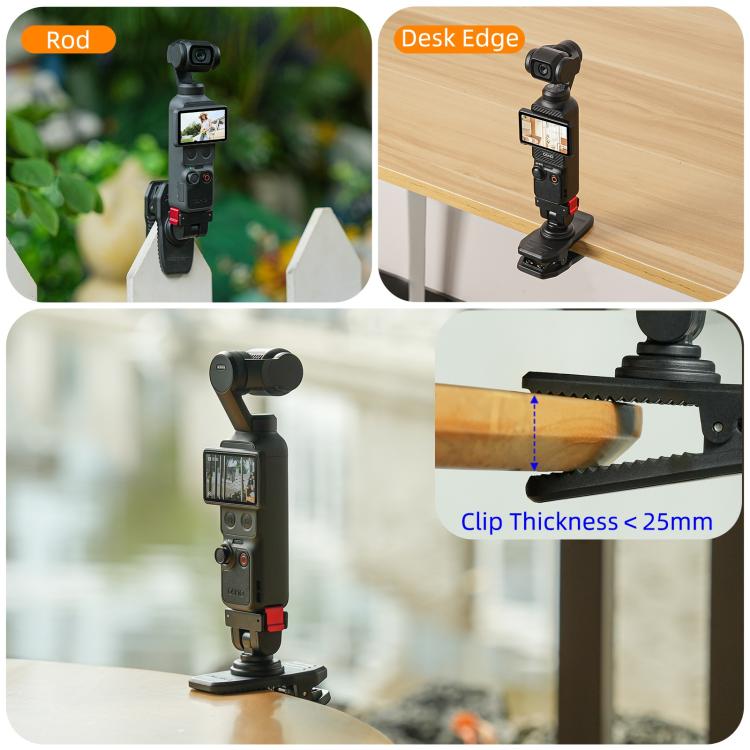 Clip magnético ajustable de liberación rápida Sunnylife para mochila, compatible con DJI Osmo Pocket 4/3 y cámaras de acción. Soporte vertical-horizontal., For DJI Osmo Pocket 4 / 3 Vertical-Horizontal Mount