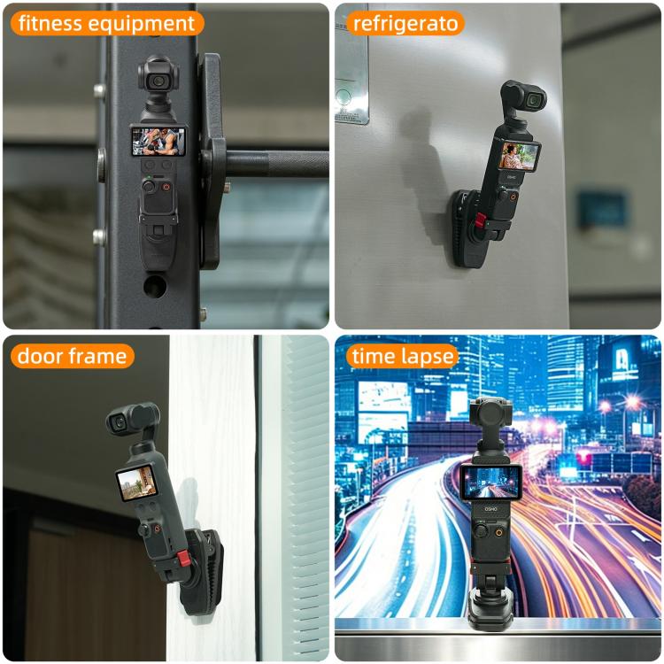 Clip magnético ajustable de liberación rápida Sunnylife para mochila, compatible con DJI Osmo Pocket 4/3 y cámaras de acción. Soporte vertical-horizontal., For DJI Osmo Pocket 4 / 3 Vertical-Horizontal Mount