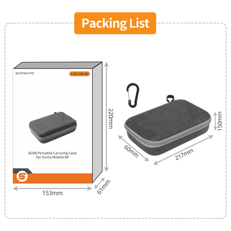 Funda de transporte portátil Sunnylife para DJI Osmo Mobile 8P, mini bolso de mano.
