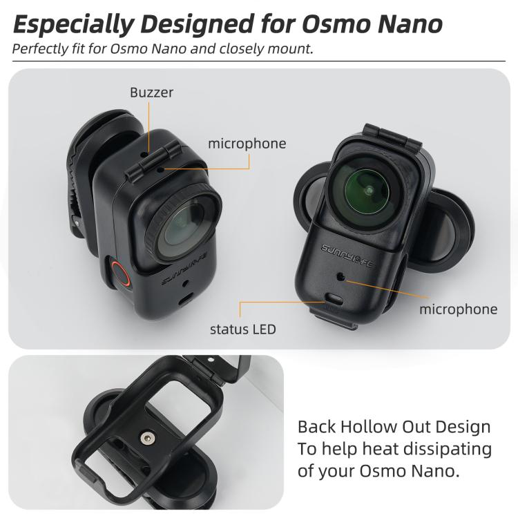 Clip para mochila Sunnylife para DJI Osmo Nano, abrazadera para cámara de acción, rotación de 360°, montaje vertical-horizontal, inclinación de 90°, clip para mochila mejorado.