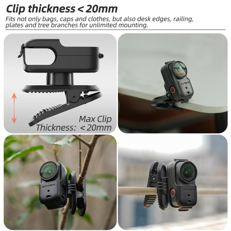 Clip para mochila Sunnylife para DJI Osmo Nano, abrazadera para cámara de acción, rotación de 360°, montaje vertical-horizontal, inclinación de 90°, clip para mochila mejorado.