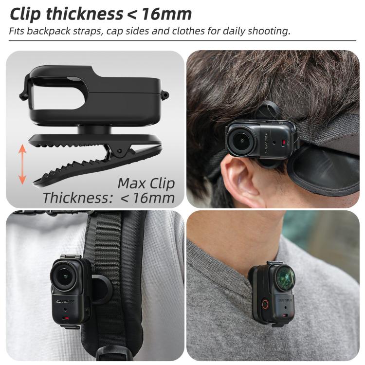 Clip para mochila Sunnylife para DJI Osmo Nano, abrazadera para cámara de acción, rotación de 360°, montaje vertical-horizontal, inclinación de 90°, clip para mochila mejorado.